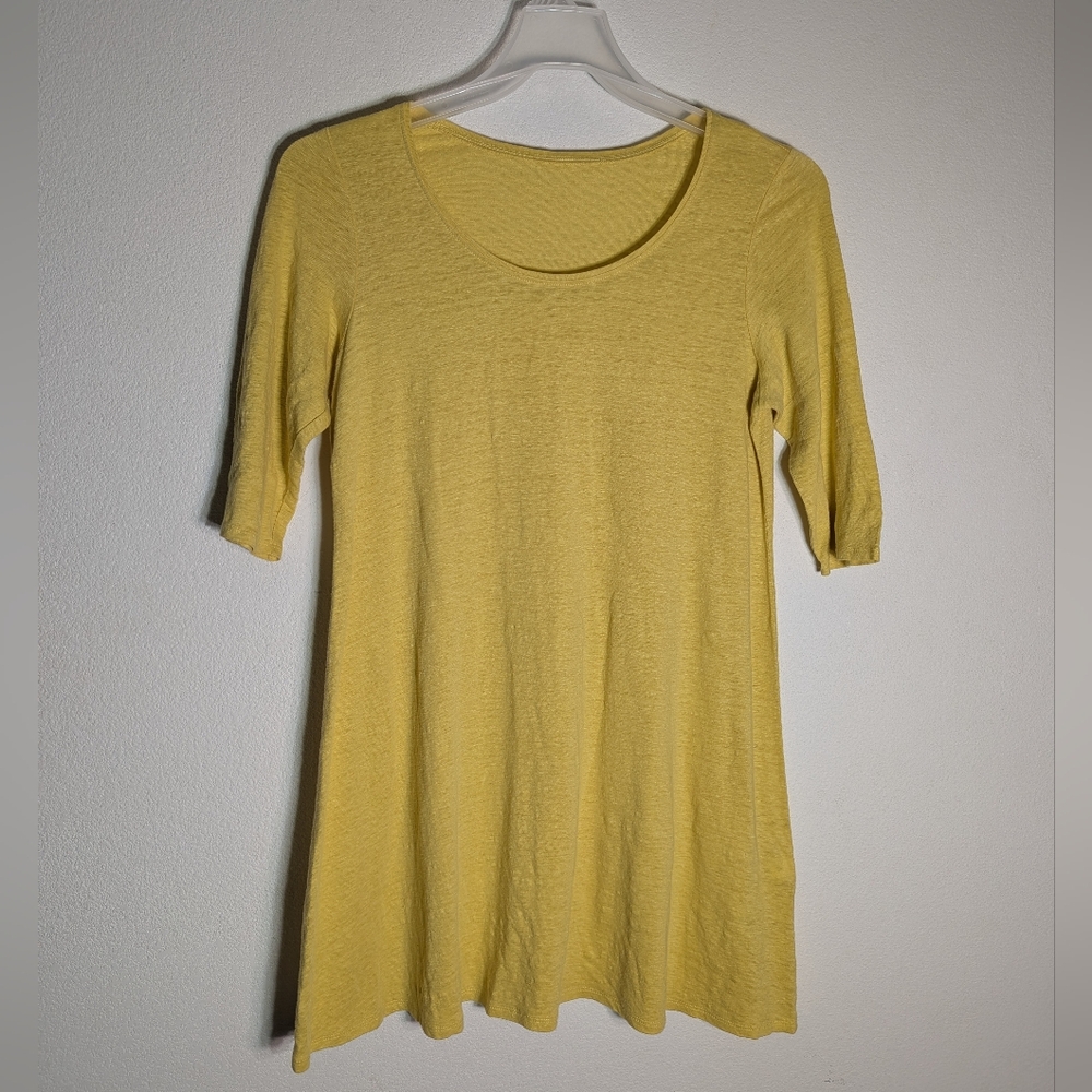 Eileen Fisher Womens Dress Organic Linen Butter Yellow Summer Quiet Luxury Small